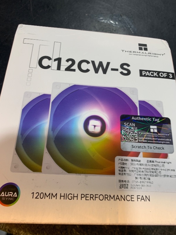 Photo 1 of Thermalright TL-C12CW-S X3 CPU Fan 120mm White ARGB Case Cooler, 4pin PWM Silent Computer Cooling Fan with S-FDB Bearing Included, up to 1550RPM?3 Quantities?