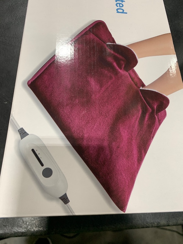 Photo 1 of Electric Heated Foot Warmer Soft Flannel Foot Heater with 2h Auto Off & 3 Heat Levels Full Body Use Heating Pad for Feet, Abdomen, Cramps, Pain Relief Pocket Design 16" x 22" Red
