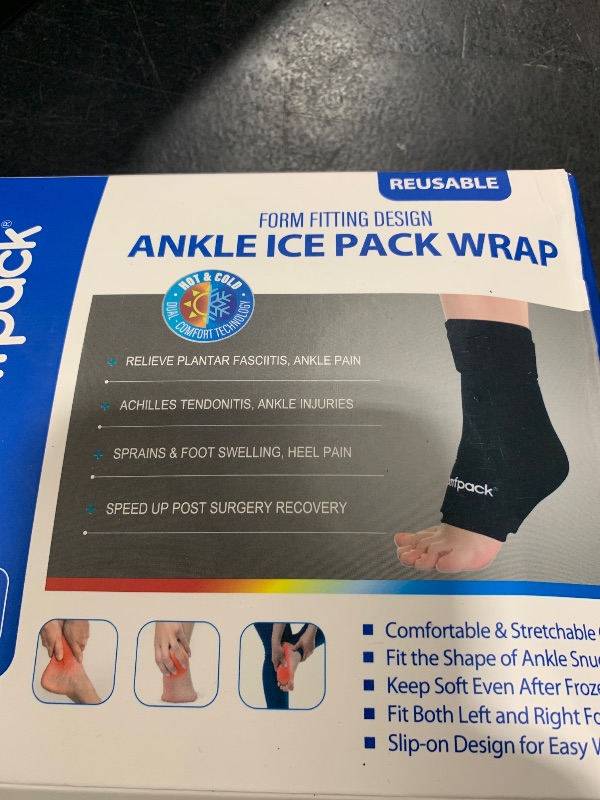 Photo 1 of Comfpack Ankle Ice Pack Wrap for Swelling, FSA HSA Eligible, Reusable Foot Ice Pack Wrap for Injuries, Ice Sock for Plantar Fasciitis Relief, Achilles Tendonitis, Sprain, Surgery, Heel Pain