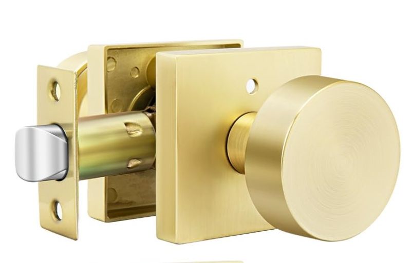 Photo 1 of goldenwarm Gold Door Knobs Interior, Zinc Alloy Square Ball Brushed Gold Privacy Door Knobs