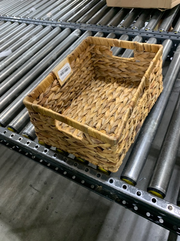 Photo 1 of StorageWorks Large Rectangular Wicker Basket, Water Hyacinth Storage Basket with Built-in Handles