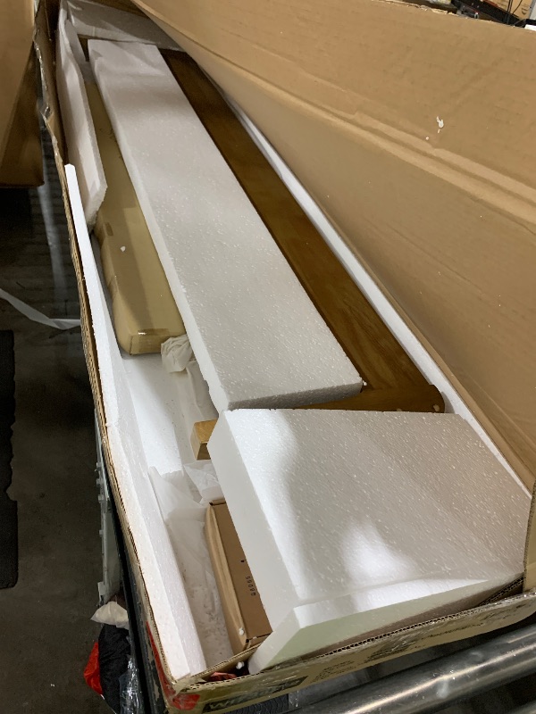 Photo 1 of Baxton Studio Clifford Mid-Century Light Grey Fabric and Medium Brown Finish Wood Queen Size Platform Bed
