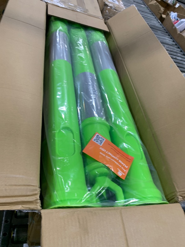 Photo 1 of RoadHero 45 Inch Delineator Post with Base, Portable Lime Green Traffic Delineator Posts Cones with Reflective Collars for Parking Lots, Road Safety, Construction Events (6 Pack)