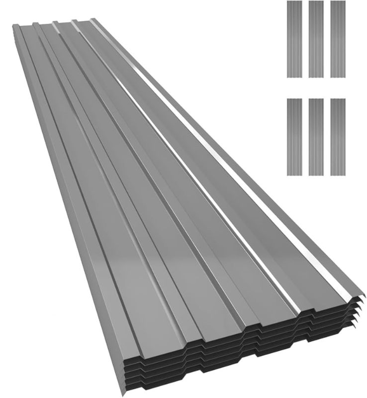 Photo 1 of NeatiEase Thickened Metal Roofing Panels, 5.1 Feet Heavy Duty Corrugated Galvanized Roofing Panels