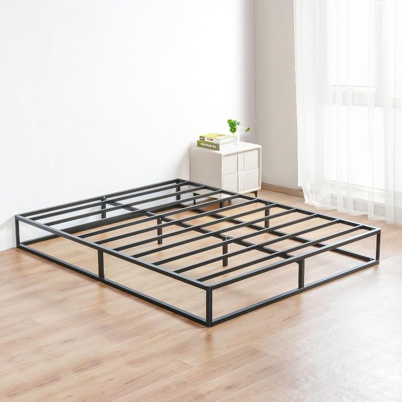 Photo 1 of Olee Sleep 9 Inch Modern Metal Platform Bed Frame, Steel Slat Anti-Slip Support, Steel Mattress Foundation, No Box Spring Needed, Black, Queen Size