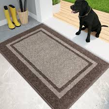 Photo 1 of Machine Washable Bordered Dirt Trapper Door Mat Budding Green & Sage Green / 20" x 32"