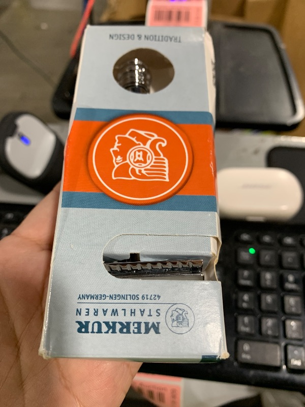Photo 1 of MERKUR 38C Double Edge Safety Razor - Bright Chrome, Extra Large Barber Pole Grip Brass Handle, Made in Germany, Plastic-Free, Two Piece Design, Closed Comb, Straight Bar