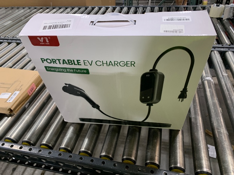 Photo 1 of Level 1&2 Portable EV Charger, 16A Electric Vehicle Charger with 25FT Extension Cable, NEMA 6-20 Plug & 5-15P Adapter, Compatible with J1772 EVs, Home & Travel Use(Not For Tesla Unless Get an Adapter)