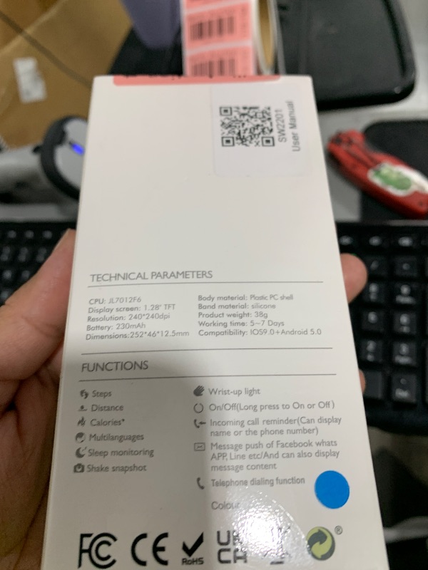 Photo 1 of 0.3inch Ultra Thin Smart Watch Fitness Tracker Pedometer with Heart Rate, Blood Pressure, Blood Oxygen and Sleep Monitoring Functions, Support Message Synchronization, Multiple OSD Languages