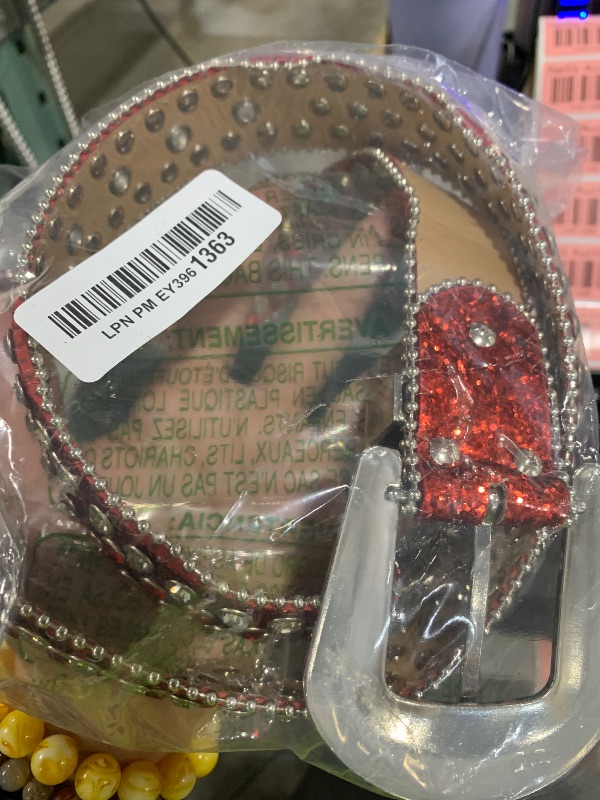 Photo 1 of JASGOOD Women Men Rhinestones Belt,Bling Western Cowgirl Cowboy Studded Leather Belt Diamond Waist Belt for Jeans Pants
