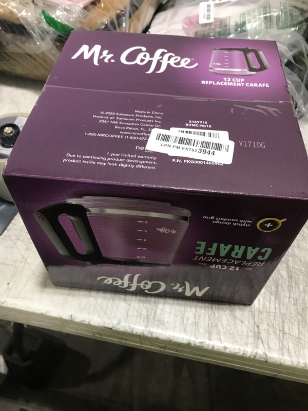 Photo 1 of Mr. Coffee 12-Cup Replacement Carafe – Compatible with Mr. Coffee 12 Cup Machines, Glass Pot with Black Handle