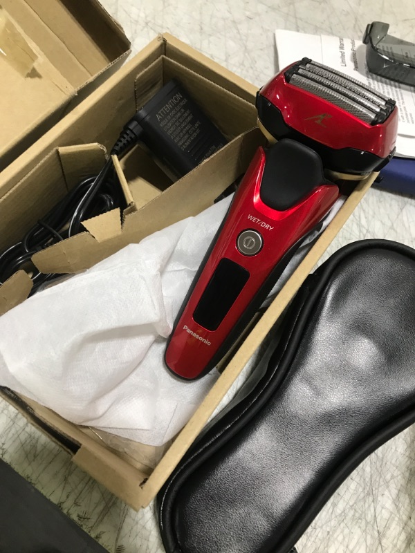 Photo 1 of Panasonic ARC5 Electric Razor for Men with Pop-up Trimmer, Wet Dry 5-Blade Electric Shaver with Intelligent Shave Sensor and 16D Flexible Pivoting Head - ES-ALV6HR (Red)