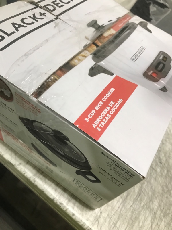 Photo 1 of BLACK+DECKER 3-Cup Rice Cooker, 1.5-cup Uncooked Rice, 3 Cups Cooked, Steaming Basket, Removable Non-Stick Bowl, One Touch