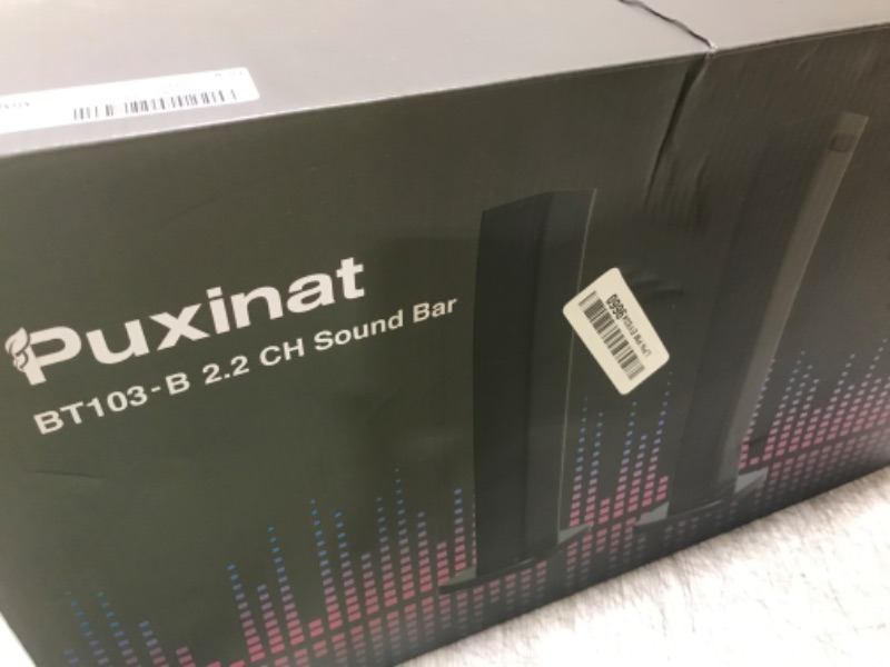 Photo 1 of Puxinat 2 in 1 Separable Sound Bar for Smart TV, 2.2 Channel 32Inch Bluetooth 5.0 TV Speaker for Surround Sound System, Built-in Dual Subwoofer, Bass Adjustable, Remote Control Included(Sound Bar)