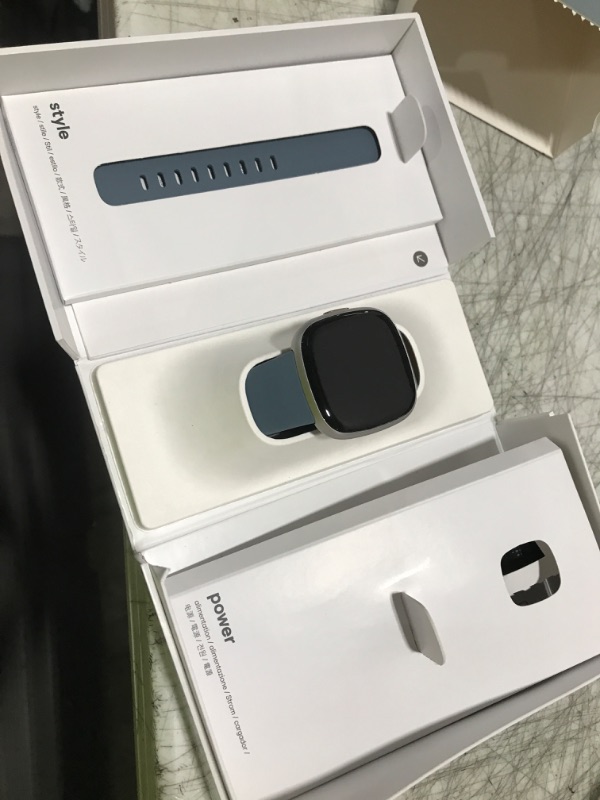 Photo 1 of Fitbit Versa 4 Fitness Smartwatch with Daily Readiness, GPS, 24/7 Heart Rate, 40+ Exercise Modes, Sleep Tracking and more, Waterfall Blue/Platinum, One Size (S & L Bands Included)