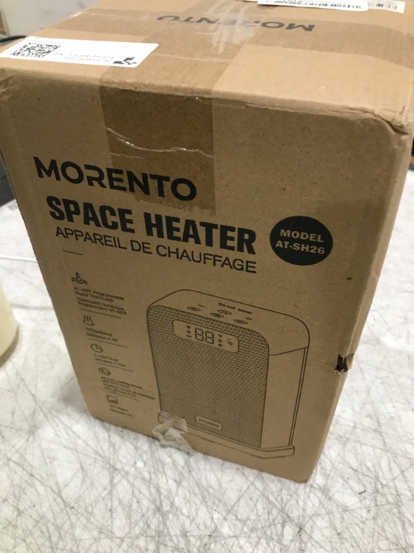 Photo 1 of MORENTO Space Heaters for Indoor Use, 1500W Electric Heater, Desk Heater with Heating and Fan Modes in Office with Thermostat, Small Space Heaters for Bedroom and Indoor Use (Black)