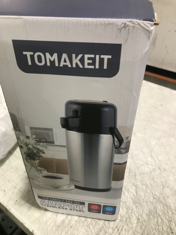 Photo 1 of Airpot Coffee Dispenser with Pump,102 OZ/ 3L Large Coffee Dispenser with Tea Filter for Party Hot Drinks Water Tea Chocolate Hot/Cold Water, Insulated Stainless Steel Thermal Carafes