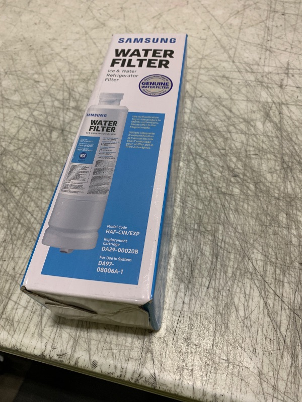 Photo 1 of SAMSUNG Genuine Filter for Refrigerator Water and Ice, Carbon Block Filtration for Clean, Clear Drinking Water, 6-Month Life, HAF-CIN/EXP, 1 Pack