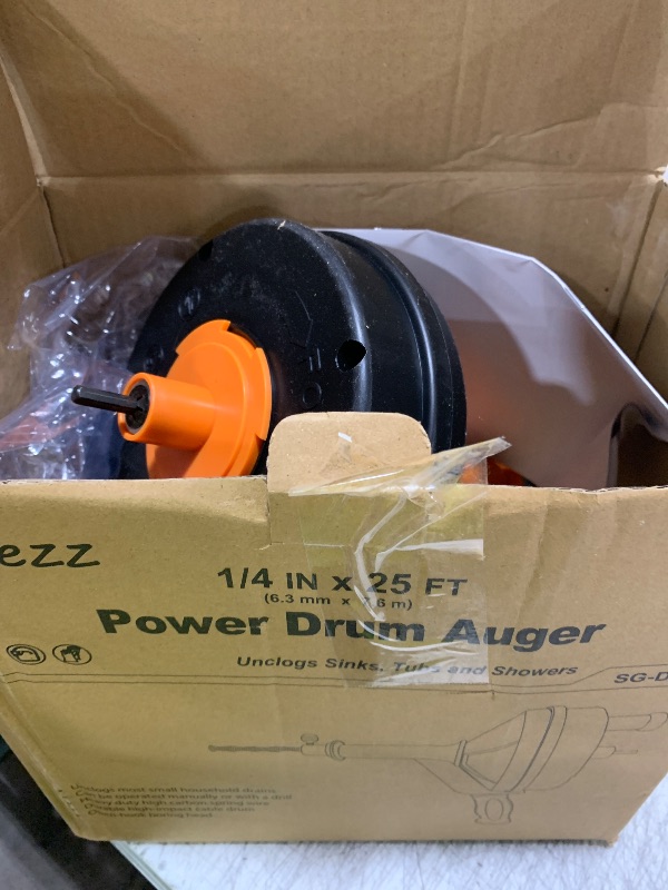 Photo 1 of Drain Auger, Clog Remover with Drill Adapter, 25 Feet Flexible Plumbing Snake Use Manually or Powered for Kitchen,Bathrom and Shower Sink, Comes with Gloves (orange)