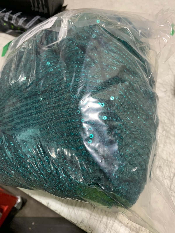 Photo 1 of Monvelli Women's Peacock Long Sleeve Prom Ball Gown 2025 Sparkly Sequin Mermaid Pleats Formal Evening Gown with Slit US Size 12