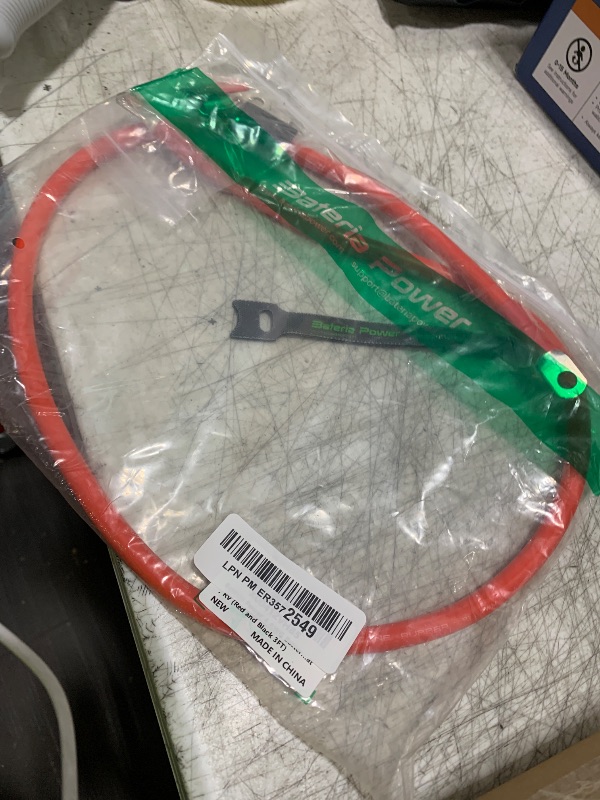 Photo 1 of 4 AWG 3FT Battery Cable, Bateria Power 600V 392°F Tinned Copper Battery Inverter Cables with 3/8 in Lugs Both Ends Power Inverter Wire for Automotive, Solar Marine, Boat, RV (Red and Black 3FT)