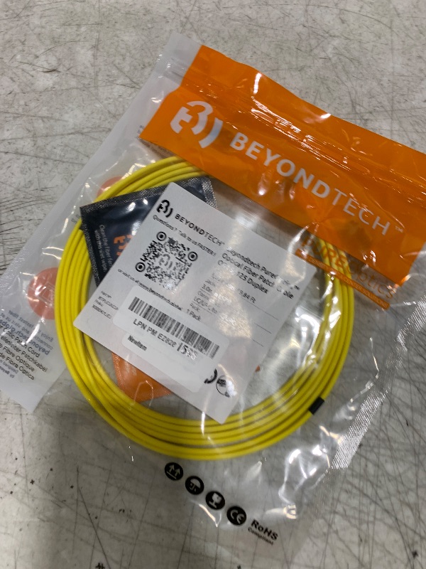 Photo 1 of BEYONDTECH LC to SC Fiber Patch Cable Single Mode Duplex - 10m (32.8ft) - 9/125um, Compatible with OS1 - OS2, LSZH PureOptics Cable Series