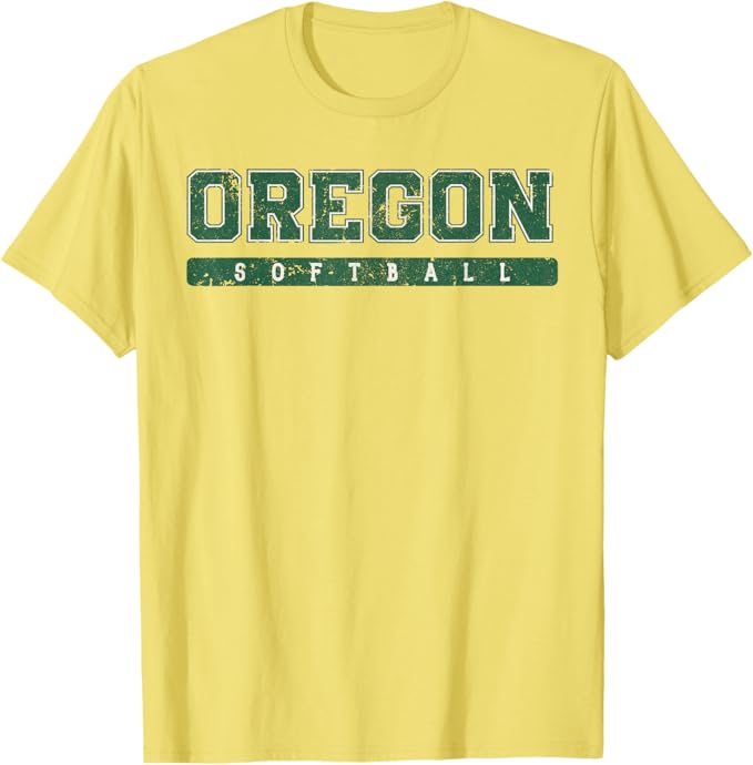 Photo 1 of Oregon Softball Green Vintage Text T-Shirt