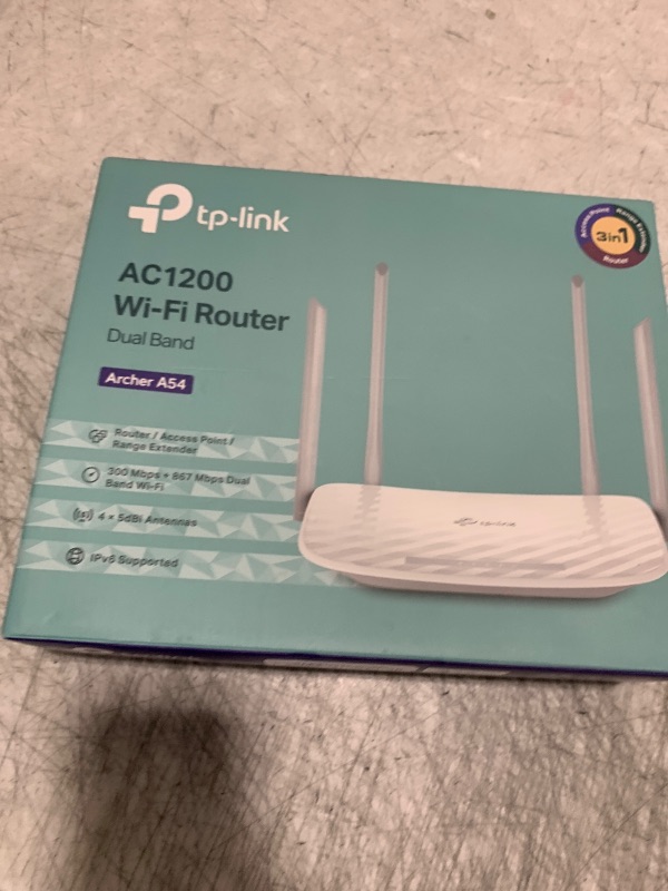 Photo 1 of TP-Link AC1200 WiFi Router (Archer A54) - Dual Band Wireless Internet Router, 4 x 10/100 Mbps Fast Ethernet Ports, Supports Guest WiFi, Access Point Mode, IPv6 and Parental Controls
