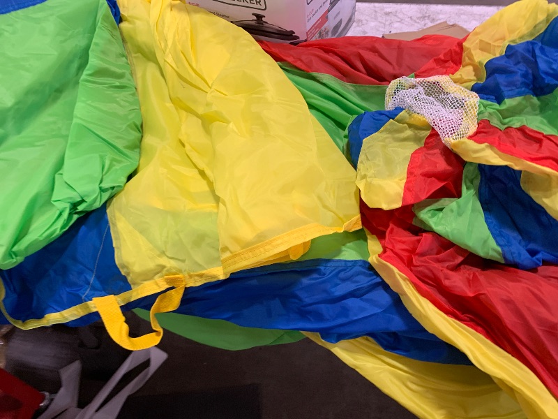 Photo 1 of Excellerations Brawny Tough 24-Foot Rainbow Play Parachute for Kids with 16 Handles, Kids Toy (Item # P20)
