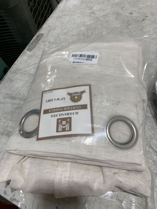 Photo 1 of H.VERSAILTEX Linen Curtains Flax Linen Blended Curtain Panels for Living Room/Bedroom Semi Sheer Privacy Curtains 108 inch Length 2 Panels Set Nickel Grommet Window Drapes, Natural