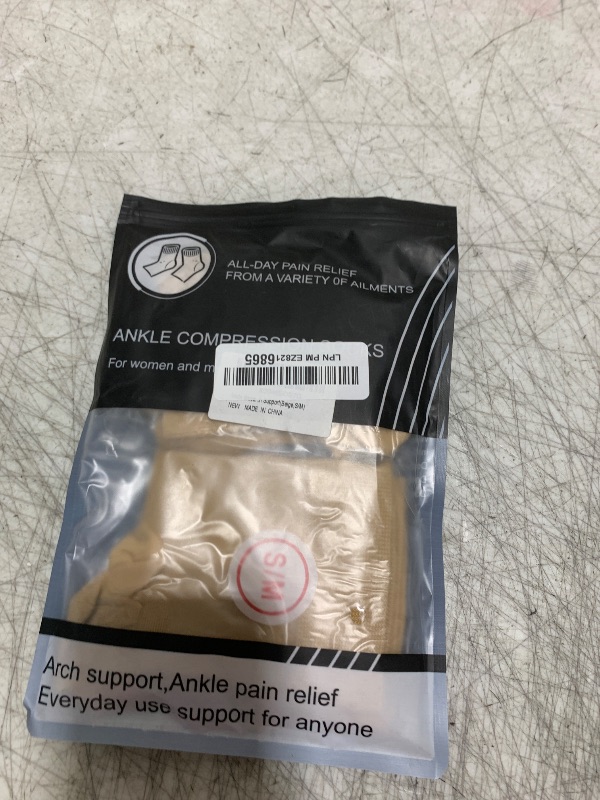 Photo 1 of TZYSOKC Ankle Brace Compression Sleeves Open Toe Compresion Socks 8-15mmHg for Women Men,Plantar Fasciitis Socks with Arch Support Beige S/M
