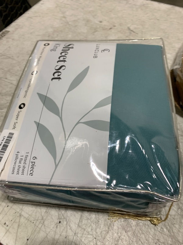Photo 1 of LuxClub 4 PC King Sheet Set, Breathable Luxury Bed Sheets, Deep Pockets 16" Wrinkle Free Cooling Bed Sheets Machine Washable Hotel Bedding Silky Soft - Teal King