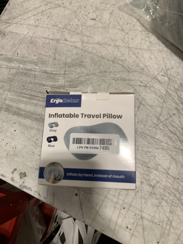 Photo 1 of ErgoRelax Inflatable Travel Pillow, Neck Pillow for Traveling Airplanes Train Car Office, Portable U-Shaped Blow Up Neck Support Pillow (Blue)