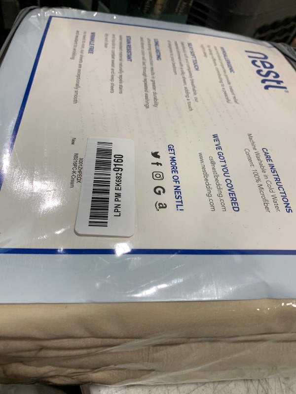 Photo 1 of Nestl Extra Deep King Sheet Set - 6 Piece Breathable & Cooling Sheets - Hotel Luxury Bedding Set w/18-24 Inch Extra Deep Pockets - Easy & Secure Fit - Super Soft, Wrinkle Free & Comfy - Off White