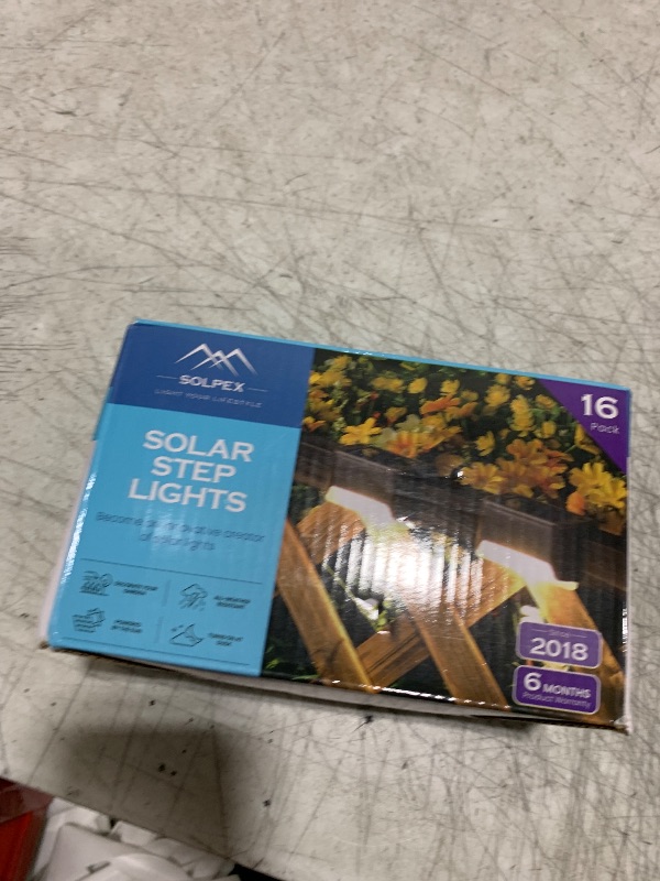 Photo 1 of SOLPEX Solar Deck Lights Outdoor 16 Pack, Solar Step Lights Waterproof Led Solar lights for Outdoor Stairs, Step , Fence, Yard, Patio, and Pathway(Warm White)