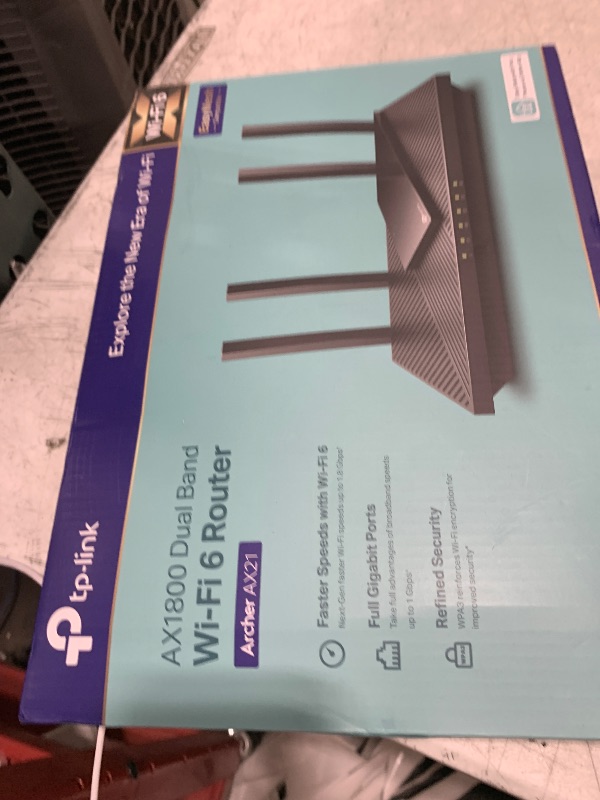 Photo 1 of TP-Link AX1800 WiFi 6 Router V4 (Archer AX21) – Dual Band Wireless Internet, Gigabit, Easy Mesh, Works with Alexa - A Certified for Humans Device, Free Expert Support