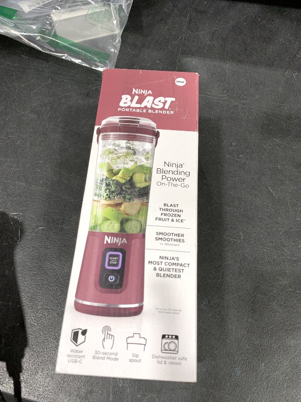 Photo 1 of Ninja BC151CR Blast Portable Blender, Cordless, 18oz. Vessel, Personal Blender-for Shakes & Smoothies, BPA Free, Leakproof-Lid & Sip Spout, USB-C Rechargeable, Dishwasher Safe Parts, Cranberry Red