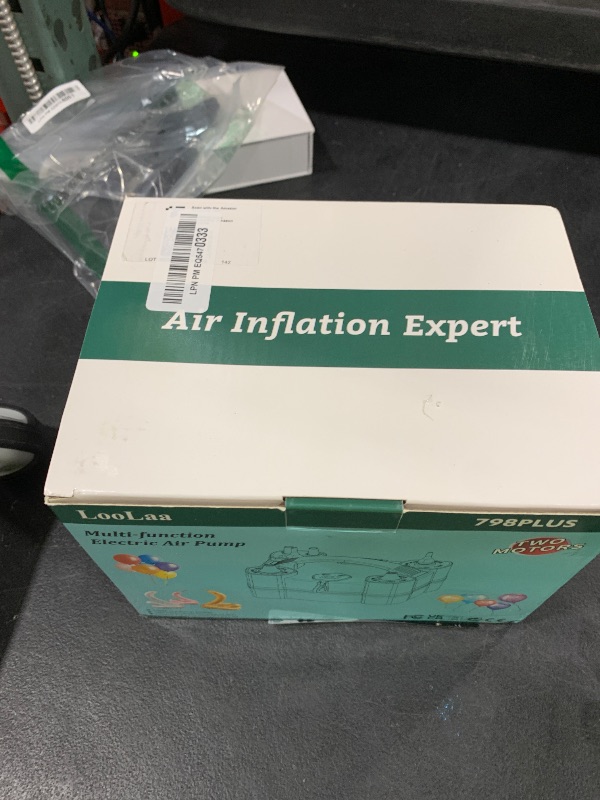 Photo 1 of LooLaa Balloon Pump 3-in-1 Triple Inflating Ports Electric Air Pump for All Latex 260q Foil Mylar Balloons Inflation, Quick-Fill Inflator Deflator for Pool Floats Air Beds Inflatables-Green