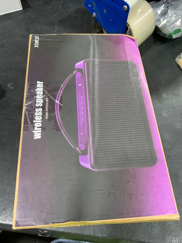 Photo 1 of DINDIN Portable Bluetooth Speaker: 80W (Peak), 20H Playtime, Loud Wireless Wood Speakers with Bass, AUX and USB Input, Subwoofer, TWS Pairing, Vintage Speaker for Outdoor, Home, Office (Black)