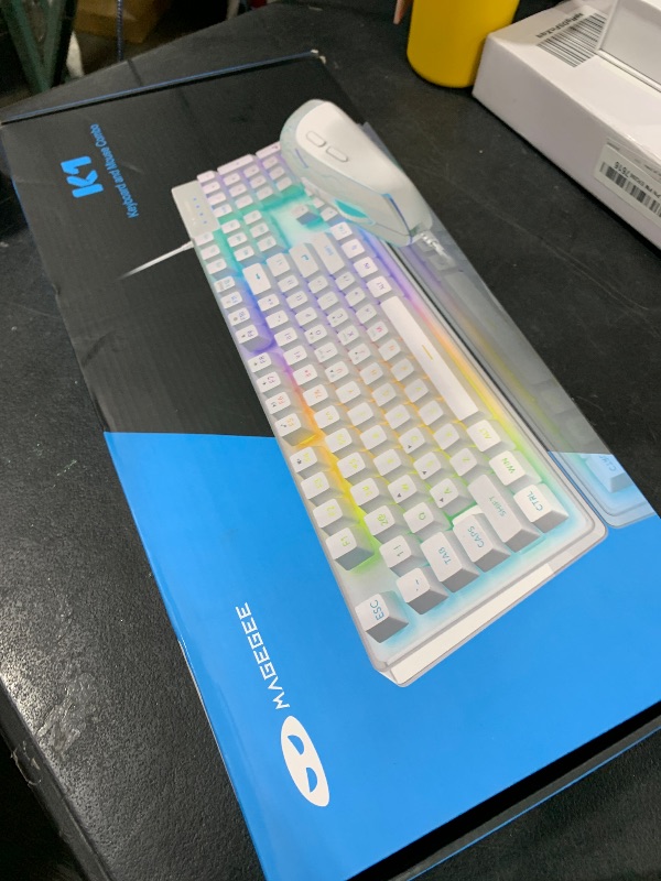 Photo 1 of Gaming Keyboard and Mouse Combo, K1 RGB LED Backlit Keyboard with 104 Key for PC/Laptop(White)