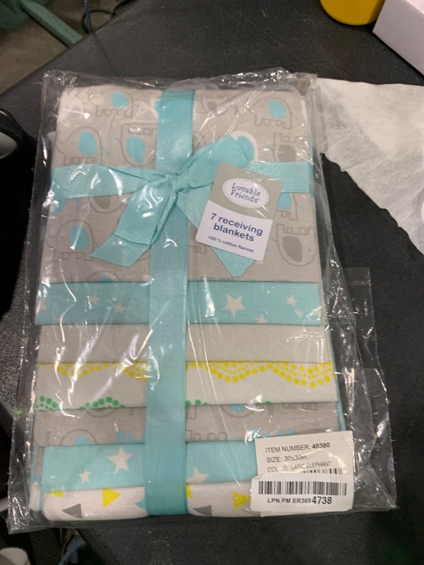 Photo 1 of Luvable Friends Unisex Baby Cotton Flannel Receiving Blankets, Basic Elephant 7-Pack, One Size