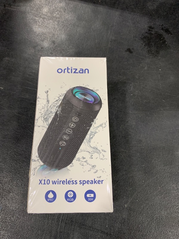 Photo 1 of Ortizan Portable Bluetooth Speaker: IPX7 Waterproof, 24W Loud Sound, Deep Bass, Bluetooth 5.3, LED Lights, Wireless Stereo Pairing, 30H Playtime, for Home/Outdoor/Party/Beach, Birthday Gift (White)