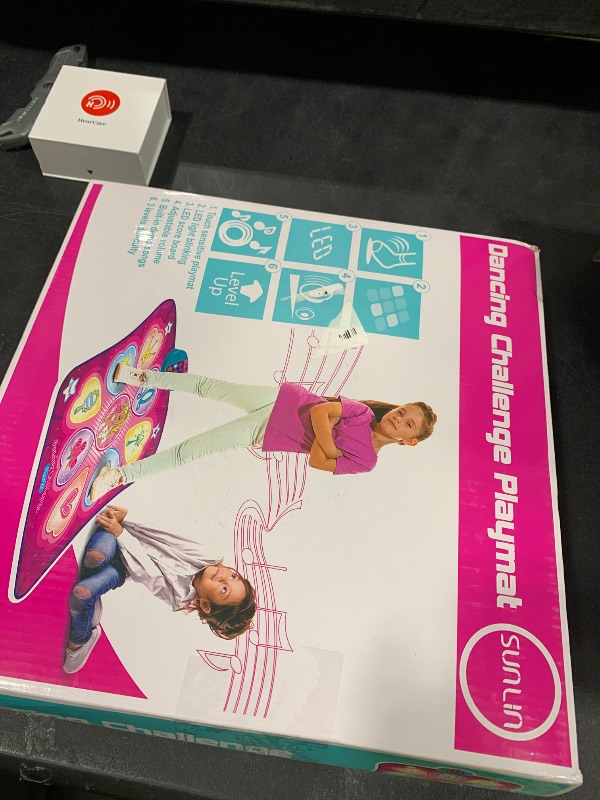 Photo 1 of SUNLIN Dance Mat - Dance Mixer Rhythm Step Play Mat - Dance Game Toy Gift for Kids Girls Boys - Dance Pad with LED Lights, Adjustable Volume, Built-in Music, 3 Challenge Levels (3-12 Years Old)