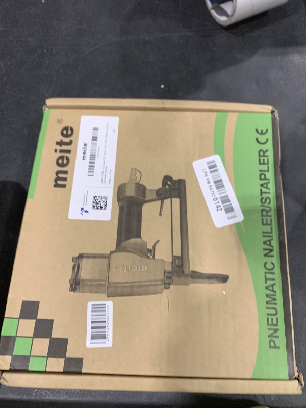 Photo 1 of meite 7116BL Pneumatic Upholstery Stapler with Long Nose-1/4-Inch to 5/8-Inch 22 Gauge 3/8'' Crown Fine Wire Stapler