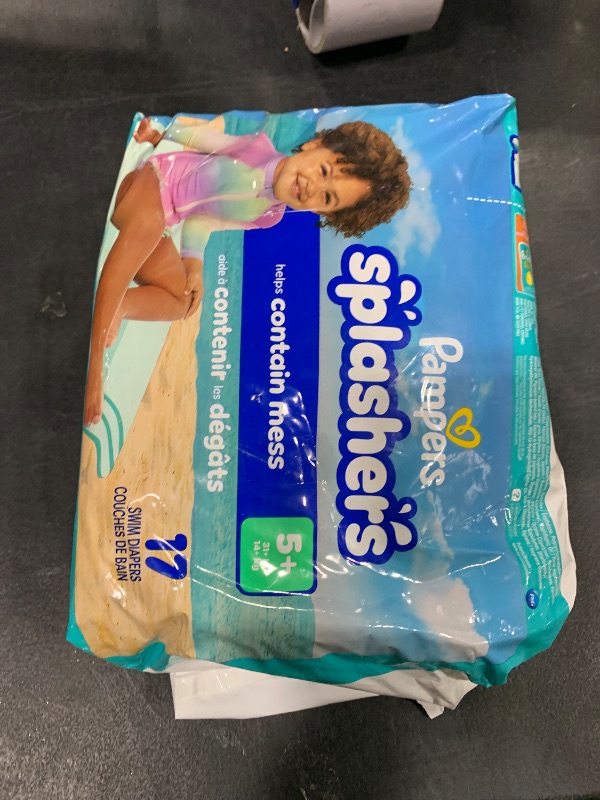 Photo 1 of Pampers Swim Diapers - Splashers - Size 5+, 17 Count, Gap-Free Disposable Baby Swimming Pants