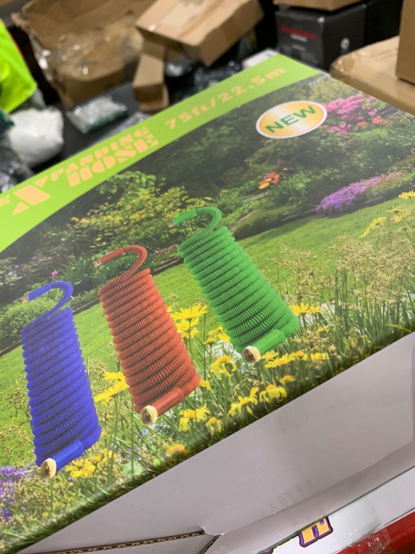 Photo 1 of 75 ft Expandable Garden Hose, 2025 New Ultra Lightweight Kink Free Flexible Water Hose 75ft, 10 Pattern Spray Nozzle, Leak-Proof Solid Brass Fittings, High-Density Outer Fabric & Durable Latex Core