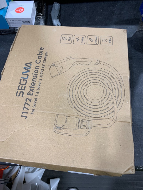 Photo 1 of EV Charger Extension Cable, 21ft 40Amp J1772 Extension Cable Compatible with 110V-240V SAE J1772 EV Chargers, Suitable for J1772 EVs/PHEVs, Level 1/ Level 2 IP66 Car Charger Extension Cord with Bag