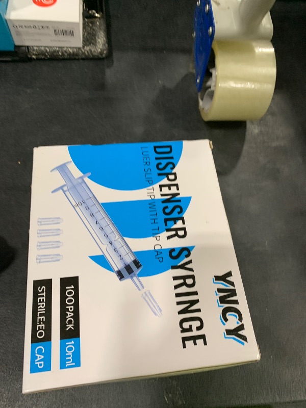 Photo 1 of 100 Pack 10ml Syringes with Cap, Luer Slip Tip, 10cc syringe Whole Pack Bulk Sterile Sealed, No Needle