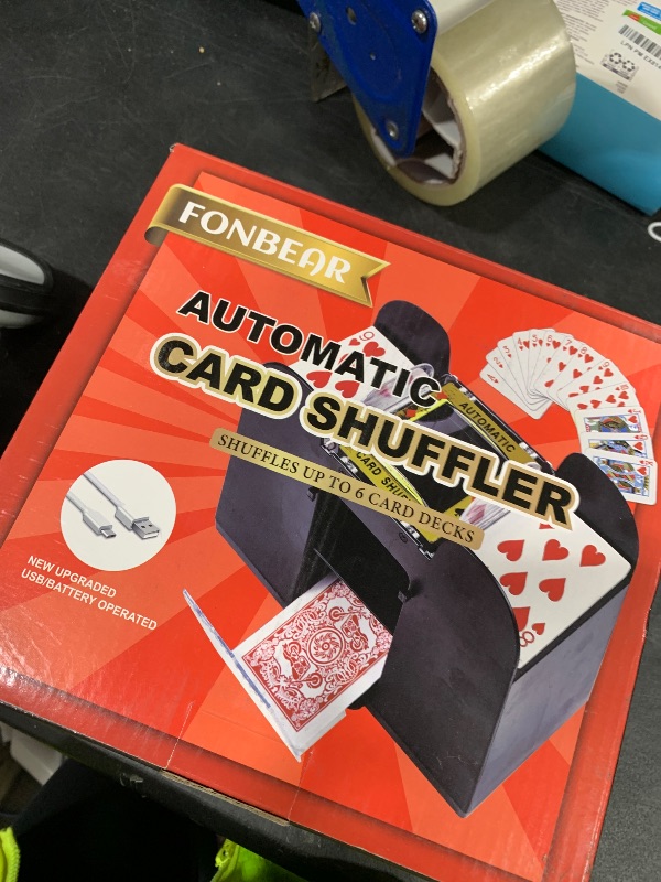 Photo 1 of FONBEAR Automatic Card Shuffler 6 Deck - USB/Battery-Operated Electric Shuffler - Casino Card Game Table Accessories for Travel, UNO, Phase 10, Skip-Bo, Texas Hold'em