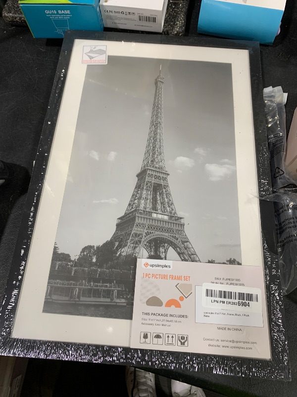 Photo 1 of upsimples 11x17 Picture Frame, Display Pictures 9x15 with Mat or 11 x 17 Without, Wall Hanging Poster Frames, Black, 1 Pack